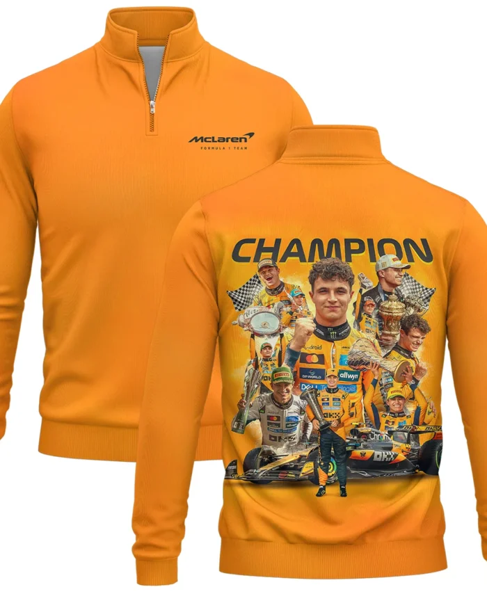 2025 Champion Lando Norris McLaren F1 Team Quarter-Zip Sweatshirt BLNRWDCA12QZS