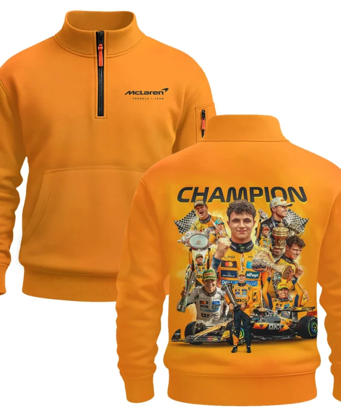 2025 Champion Lando Norris McLaren F1 Team Sweatshirt Zipper BLNRWDCA12SHZ