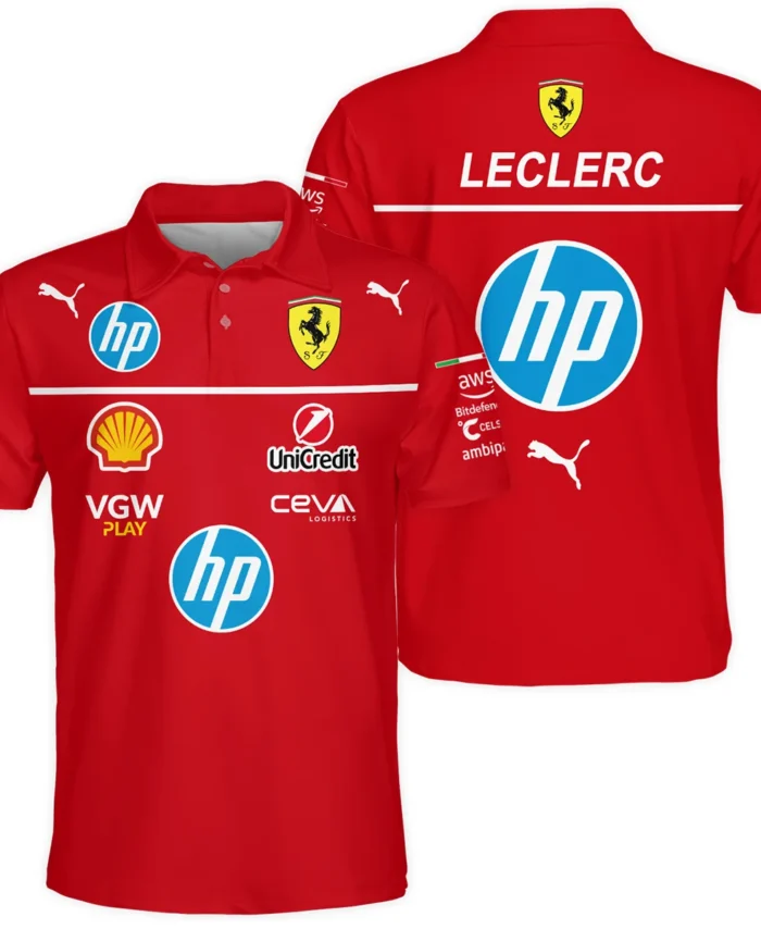 2025 Charles Leclerc Racing Suit Ferrari F1 Polo Shirt BLVACL260825A7PL