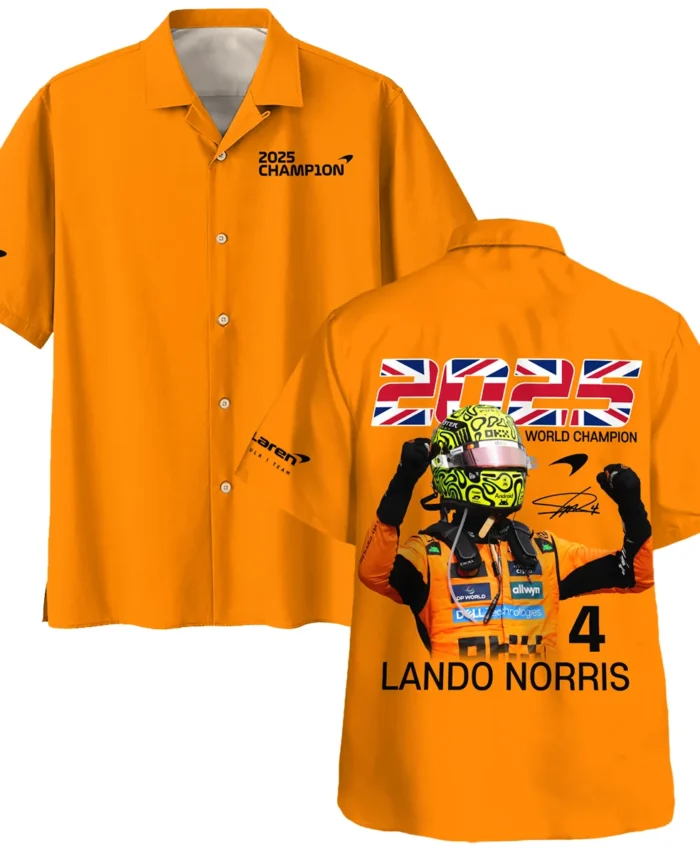 2025 Driver Champion Lando Norris McLaren F1 Team Hawaiian Shirt BLNRWDCA9HW