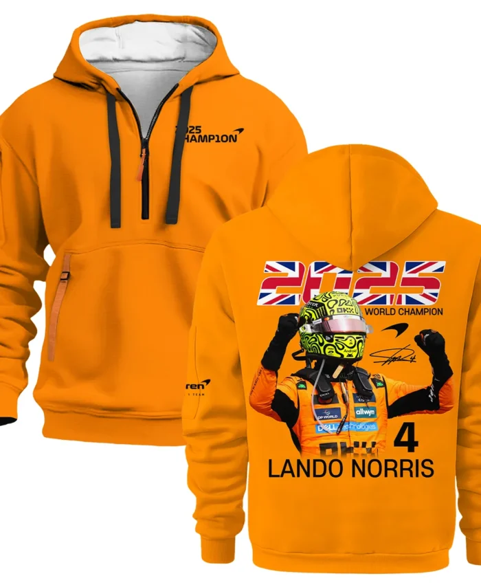 2025 Driver Champion Lando Norris McLaren F1 Team Hoodie Half Zip BLNRWDCA9HDF