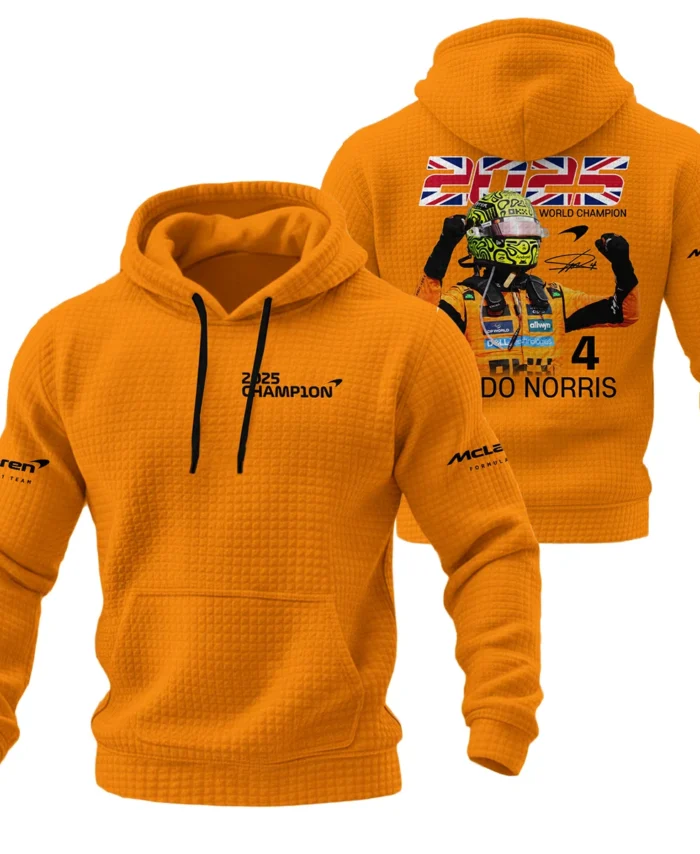 2025 Driver Champion Lando Norris McLaren F1 Team Hoodie Quilted Waffle BLNRWDCA9HQW