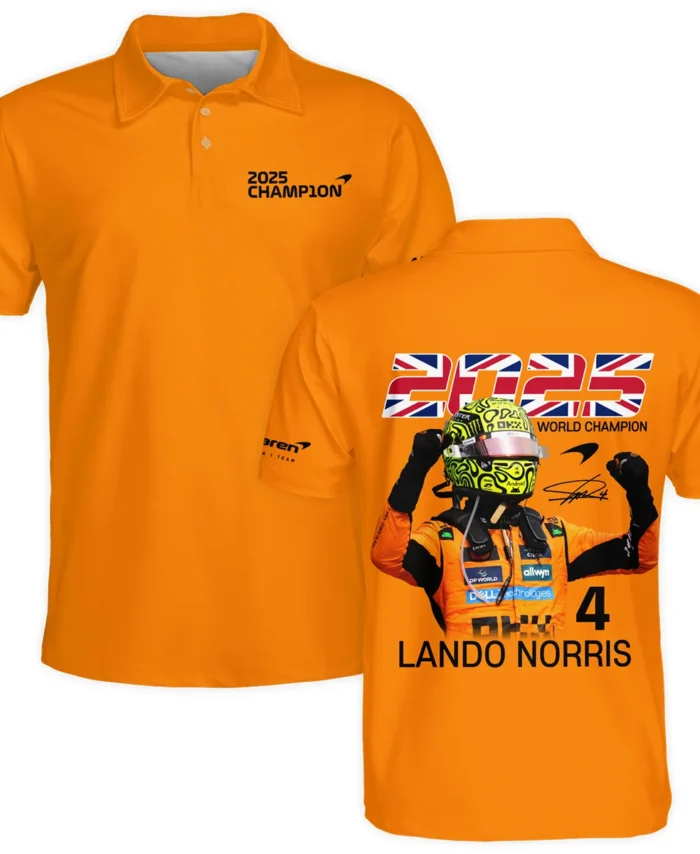 2025 Driver Champion Lando Norris McLaren F1 Team Polo Shirt BLNRWDCA9PL