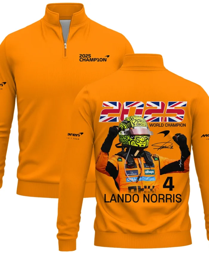 2025 Driver Champion Lando Norris McLaren F1 Team Quarter-Zip Sweatshirt BLNRWDCA9QZS