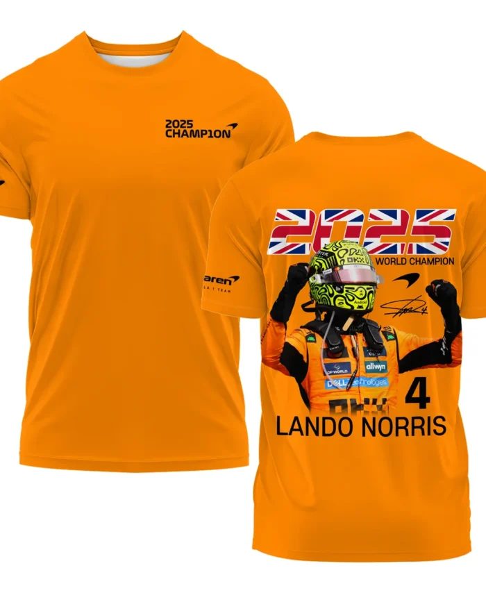2025 Driver Champion Lando Norris McLaren F1 Team T-Shirt BLNRWDCA9TS
