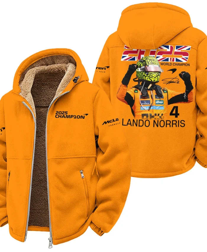 2025 Driver Champion Lando Norris McLaren F1 Team Winter Fleece Jacket BLNRWDCA9WFJ