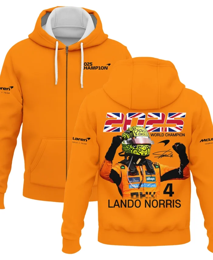 2025 Driver Champion Lando Norris McLaren F1 Team Zipper Hoodie BLNRWDCA9ZHD