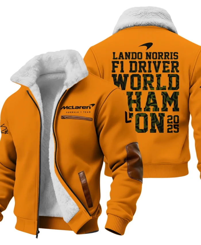 2025 F1 Driver Champion Lando Norris McLaren F1 Team Fleece Jacket BLNRWDCA6FJ