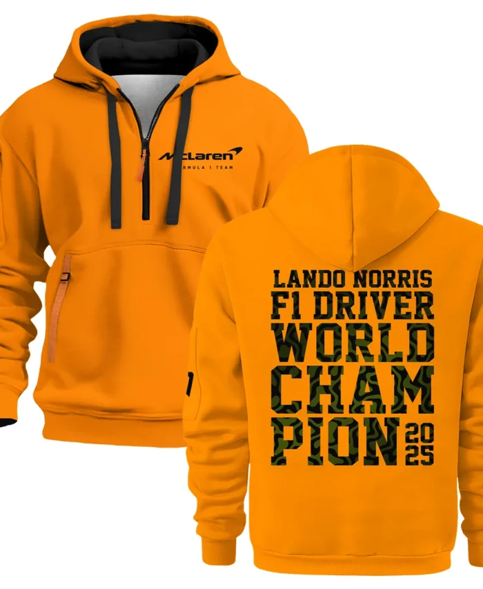 2025 F1 Driver Champion Lando Norris McLaren F1 Team Hoodie Half Zip BLNRWDCA6HDF