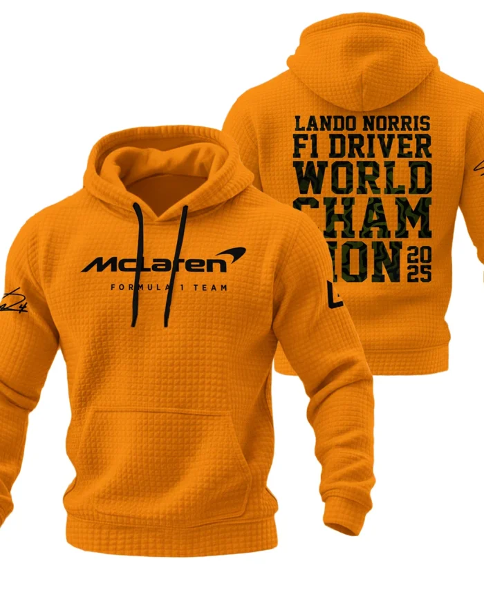 2025 F1 Driver Champion Lando Norris McLaren F1 Team Hoodie Quilted Waffle BLNRWDCA6HQW