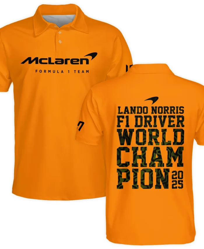 2025 F1 Driver Champion Lando Norris McLaren F1 Team Polo Shirt BLNRWDCA6PL