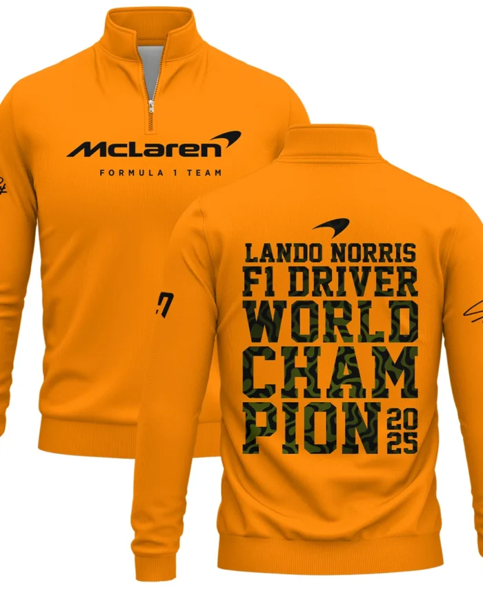 2025 F1 Driver Champion Lando Norris McLaren F1 Team Quarter-Zip Sweatshirt BLNRWDCA6QZS