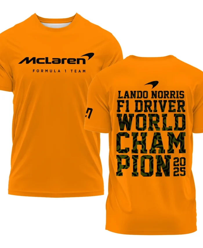 2025 F1 Driver Champion Lando Norris McLaren F1 Team T-Shirt BLNRWDCA6TS