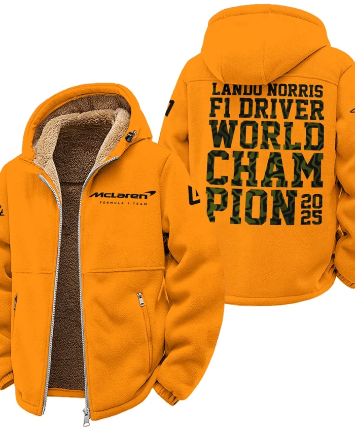2025 F1 Driver Champion Lando Norris McLaren F1 Team Winter Fleece Jacket BLNRWDCA6WFJ