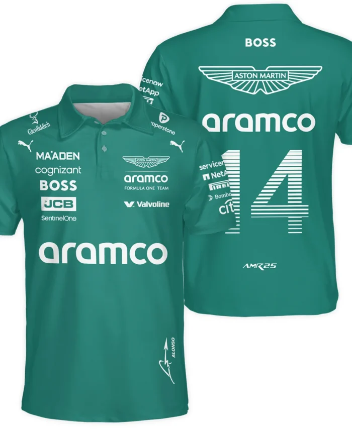 2025 Fernando Alonso Racing Suit Aston Martin F1 Polo Shirt BLVAFA030925A11PL