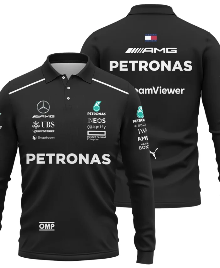 2025 George Russell Racing Suit Mercedes F1 Long Polo Shirt BLVAGR080925A1LPL