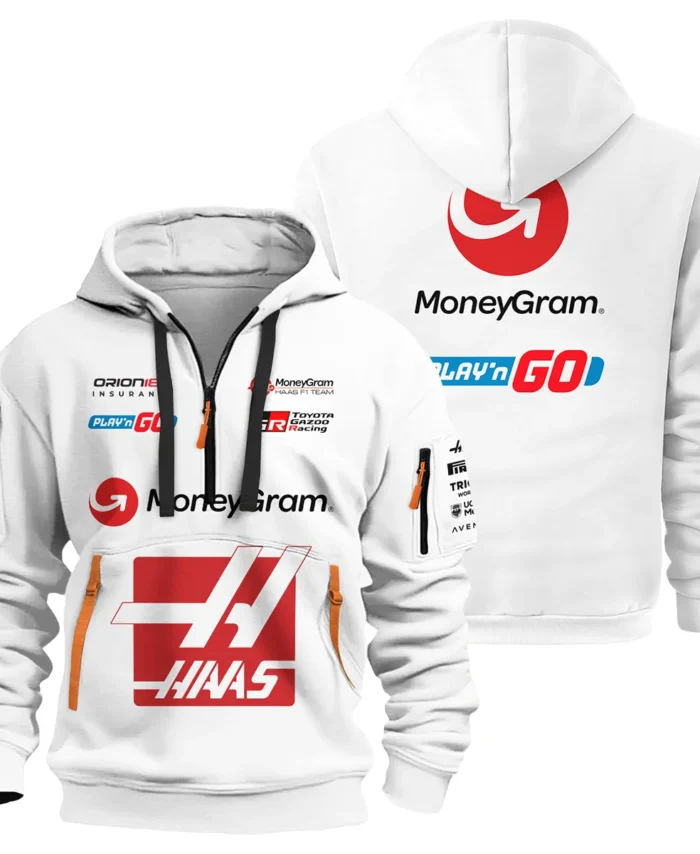 2025 Haas F1 Race Suit Hoodie Half Zipper BLVA150725HAAS04HDF