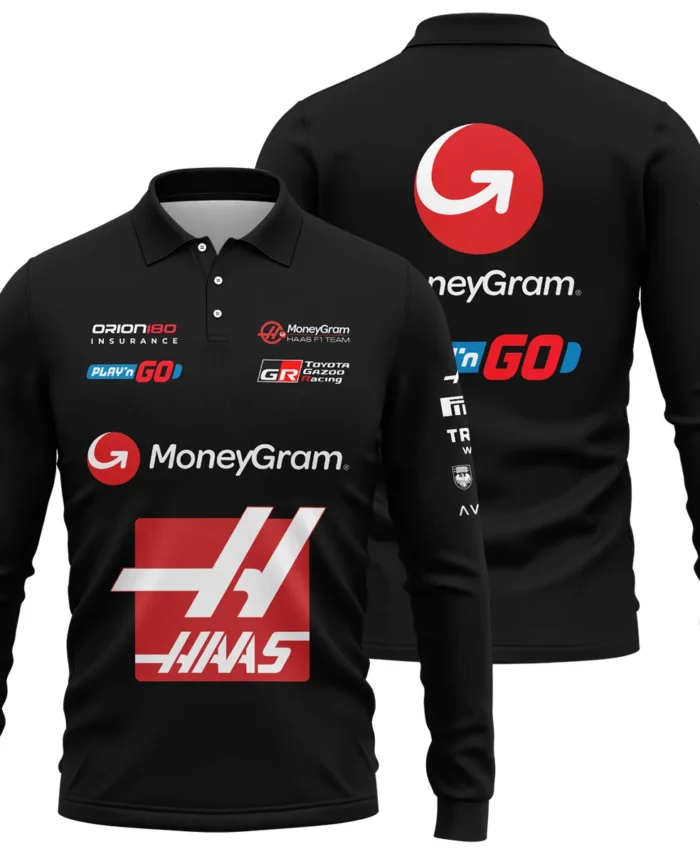2025 Haas F1 Race Suit Long Polo Shirt BLVA150725A03HAASLPL