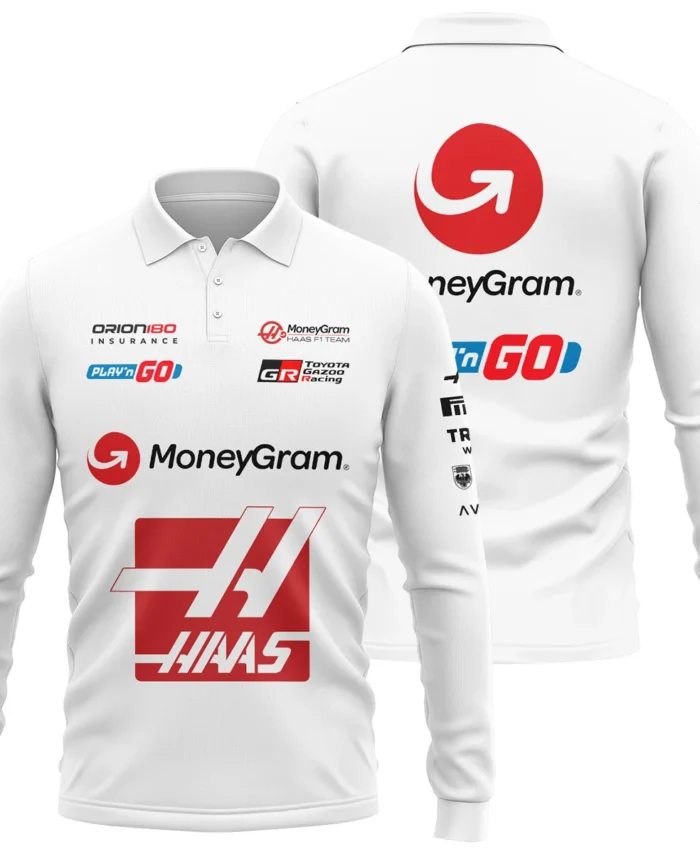 2025 Haas F1 Race Suit Long Polo Shirt BLVA150725HAAS04LPL