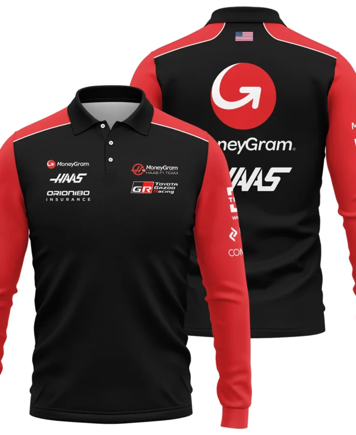 2025 Haas F1 Team Suit Long Polo Shirt BLVA150725A01HAASLPL
