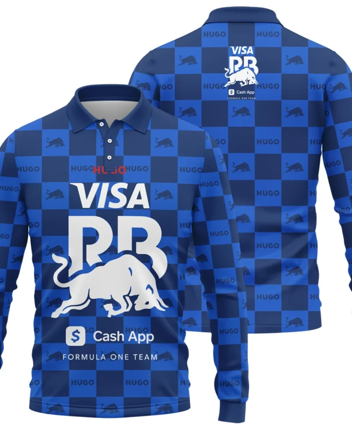 2025 Hugo Soccer Style Racing Bulls F1 Long Polo Shirt BLVA021225RCBLPL