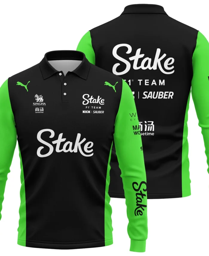 2025 Kick Sauber F1 Race Suit Long Polo Shirt BLVA100725A03KSLPL
