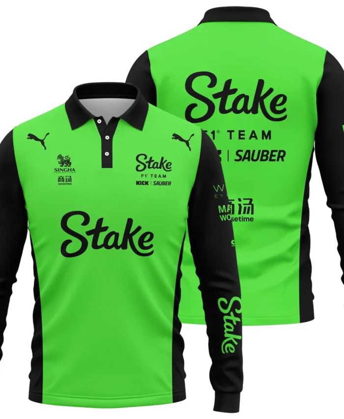 2025 Kick Sauber F1 Race Suit Long Polo Shirt BLVA100725A04KSLPL