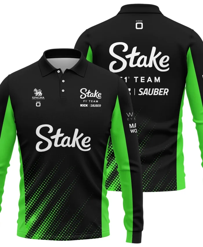 2025 Kick Sauber F1 Team Suit Long Polo Shirt BLVA100725A01KSLPL