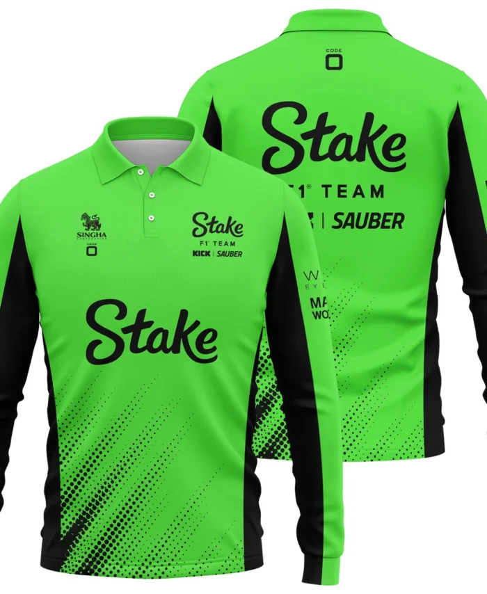 2025 Kick Sauber F1 Team Suit Long Polo Shirt BLVA100725A02KSLPL