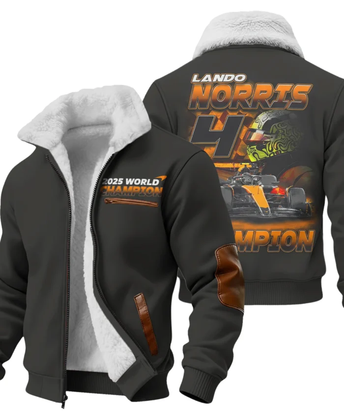 2025 Lando Norris 4 World Champion McLaren F1 Team Fleece Jacket BLNRWDCA8FJ