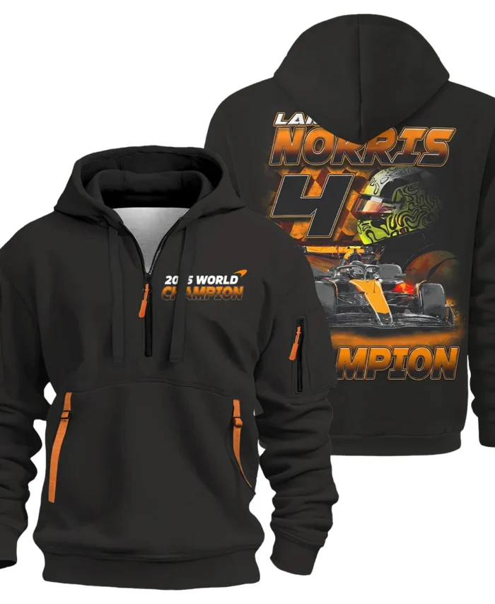 2025 Lando Norris 4 World Champion McLaren F1 Team Hoodie Half Zip BLNRWDCA8HDF
