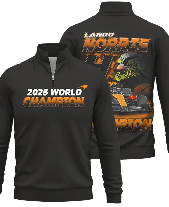 2025 Lando Norris 4 World Champion McLaren F1 Team Quarter-Zip Sweatshirt BLNRWDCA8QZS