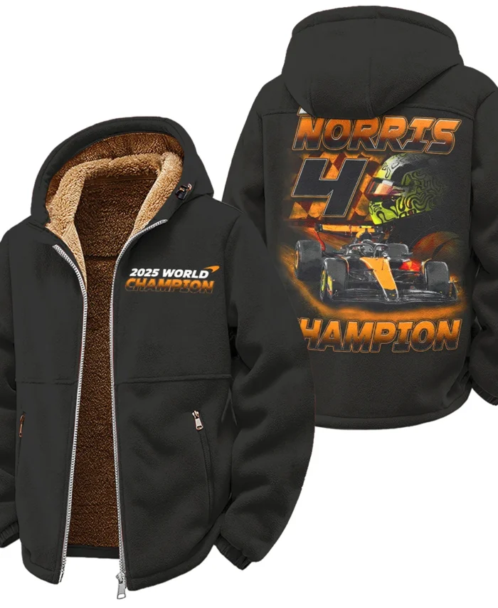 2025 Lando Norris 4 World Champion McLaren F1 Team Winter Fleece Jacket BLNRWDCA8WFJ