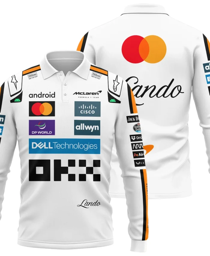 2025 Lando Norris Racing Suit McLaren F1 Long Polo Shirt BLVALN120825A4LPL