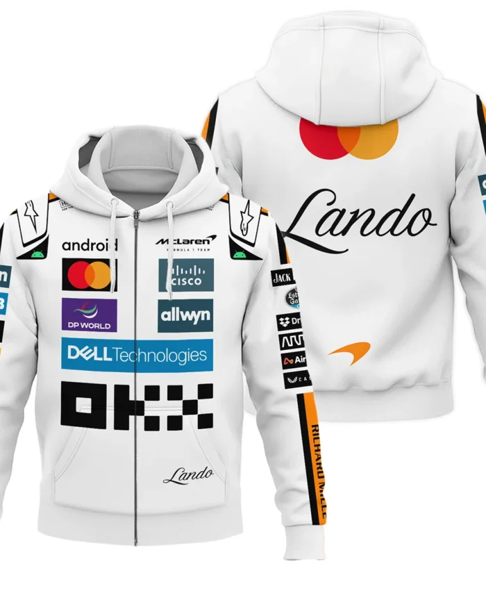 2025 Lando Norris Racing Suit McLaren F1 Zipper Hoodie BLVALN120825A4ZHD