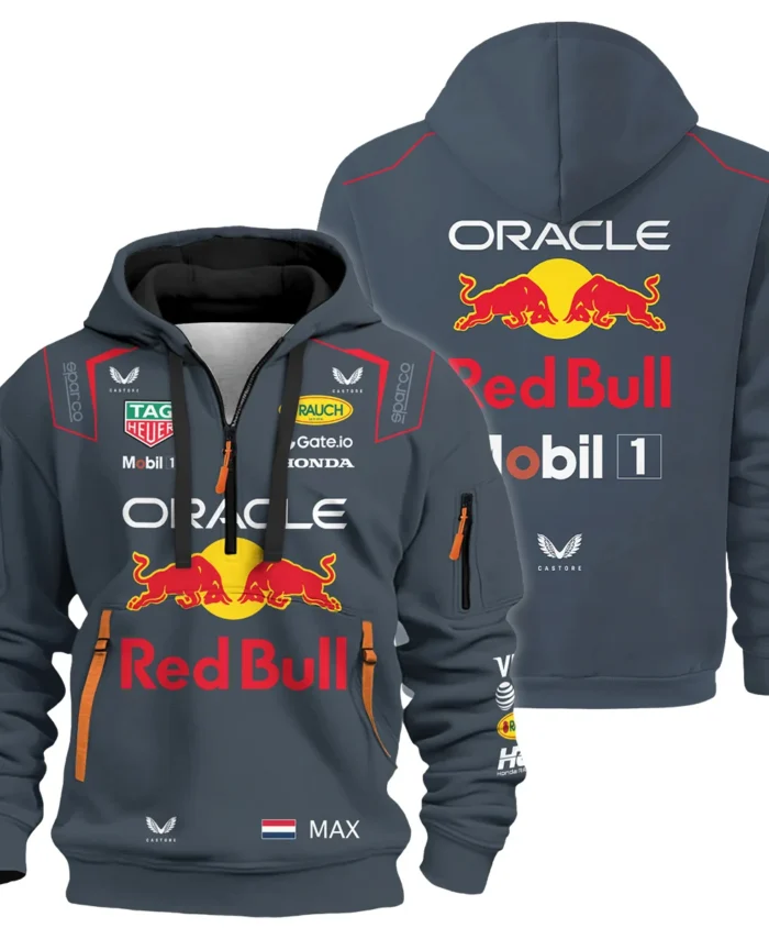 2025 Max Verstappen Racing Suit Red Bull Racing F1 Hoodie Half Zip BLVAMV281125A2HDF