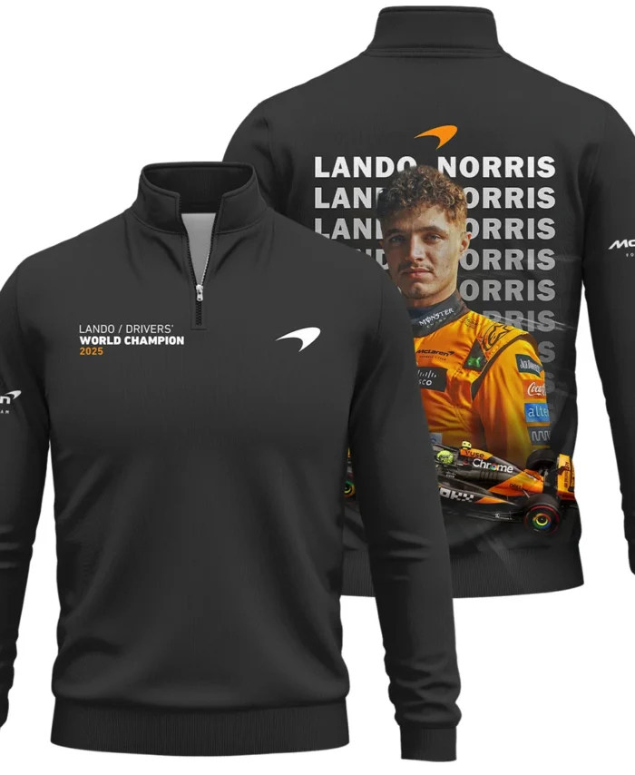 2025 MCL39 Champion Lando Norris McLaren F1 Team Quarter-Zip Sweatshirt BLNRWDCA13QZS