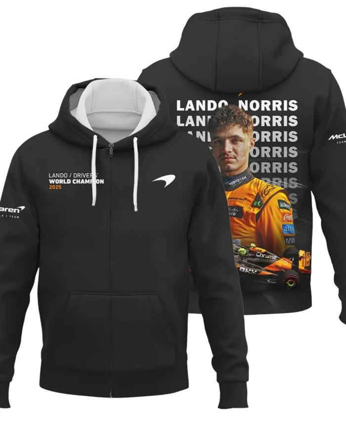 2025 MCL39 Champion Lando Norris McLaren F1 Team Zipper Hoodie BLNRWDCA13ZHD