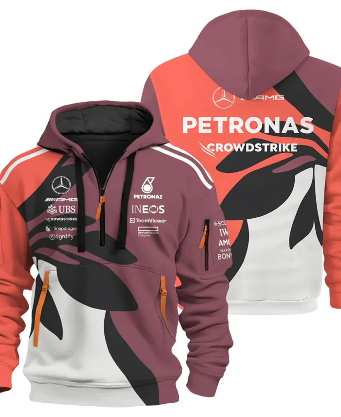 2025 Miami Floral Mercedes-AMG Petronas F1 Exclusive Logo Hoodie Half Zip BLMER6525A33HZ
