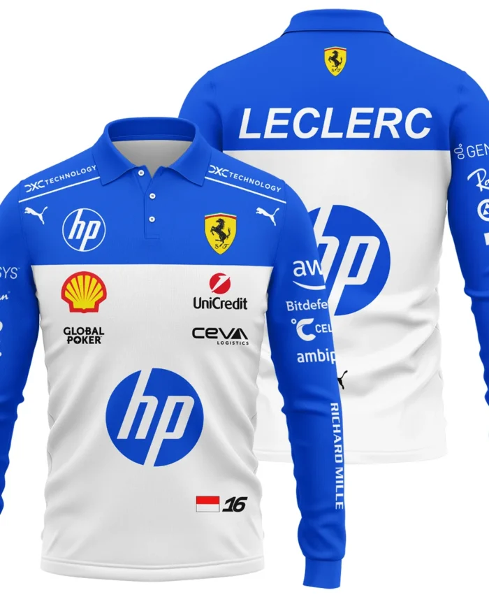 2025 Miami GP Charles Leclerc Racing Suit Renault F1 Long Polo Shirt BLVACL260825A1LPL