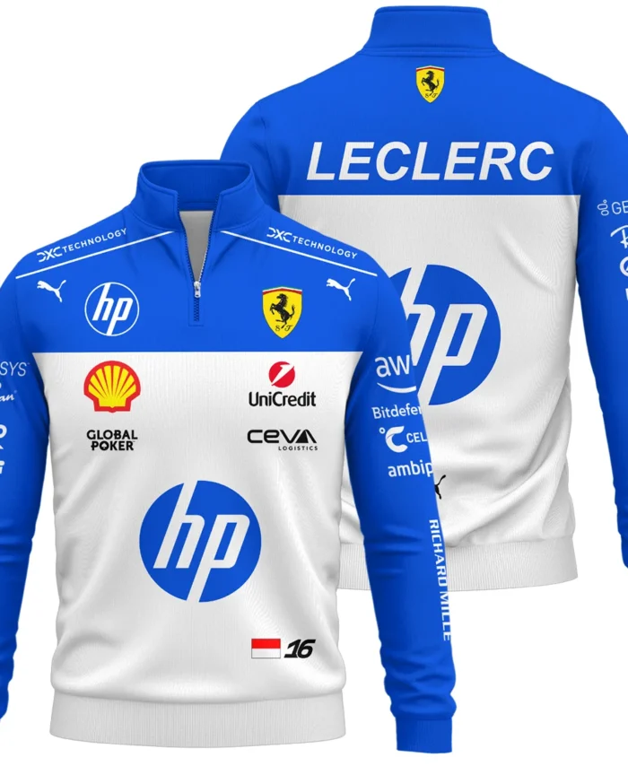 2025 Miami GP Charles Leclerc Racing Suit Renault F1 Quarter-Zip Sweatshirt BLVACL260825A1QZS