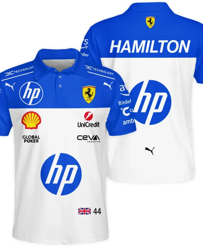 2025 Miami GP Lewis Hamilton Racing Suit Ferrari F1 Polo Shirt BLVALH180825A1PL