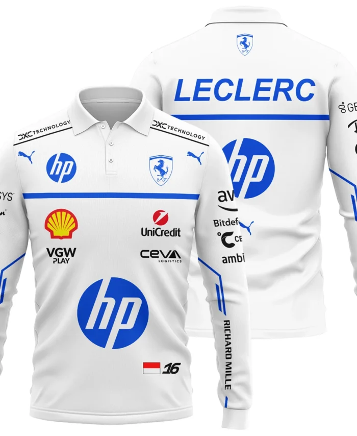2025 Monaco GP Charles Leclerc Racing Suit Renault F1 Long Polo Shirt BLVACL260825A2LPL