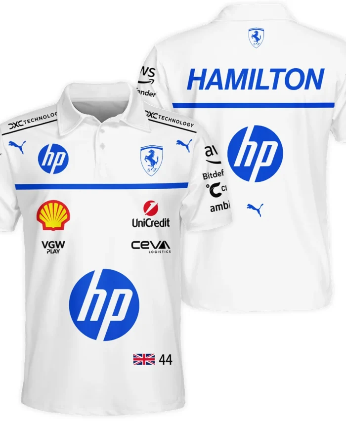 2025 Monaco GP Lewis Hamilton Racing Suit Ferrari F1 Polo Shirt BLVALH180825A2PL