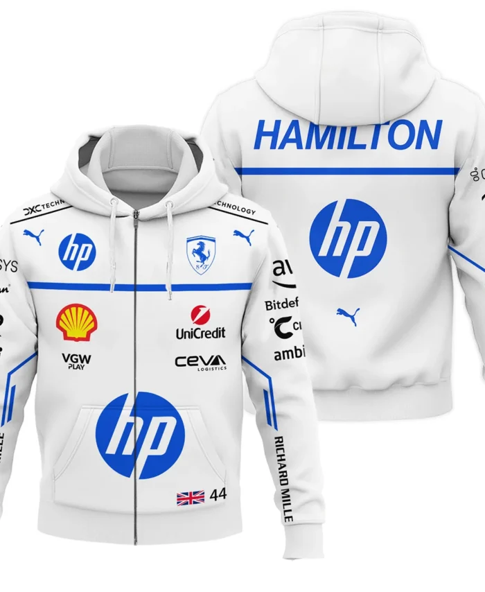 2025 Monaco GP Lewis Hamilton Racing Suit Ferrari F1 Zipper Hoodie BLVALH180825A2ZHD