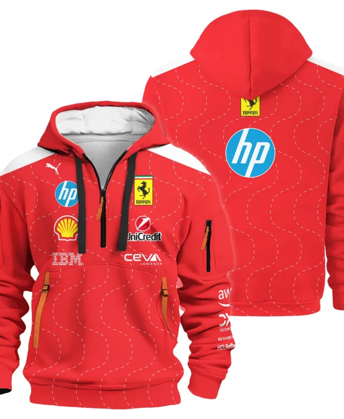2025 Monza GP Racing Suit Ferrari F1 Hoodie Half Zip BLVAFRR281125A2HDF