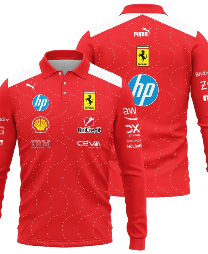 2025 Monza GP Racing Suit Ferrari F1 Long Polo Shirt BLVAFRR281125A2LPL