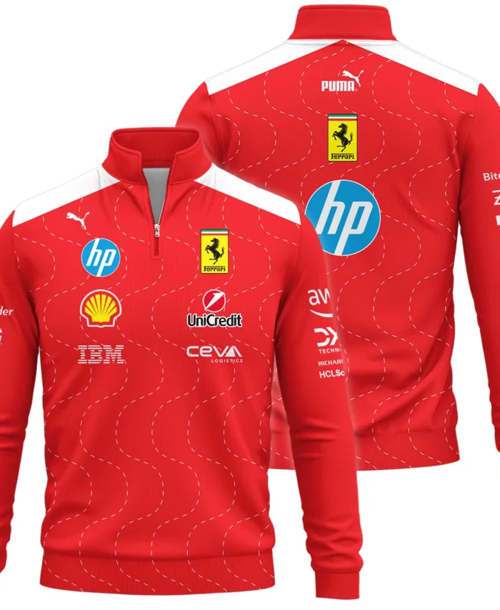 2025 Monza GP Racing Suit Ferrari F1 Quarter-Zip Sweatshirt BLVAFRR281125A2QZS