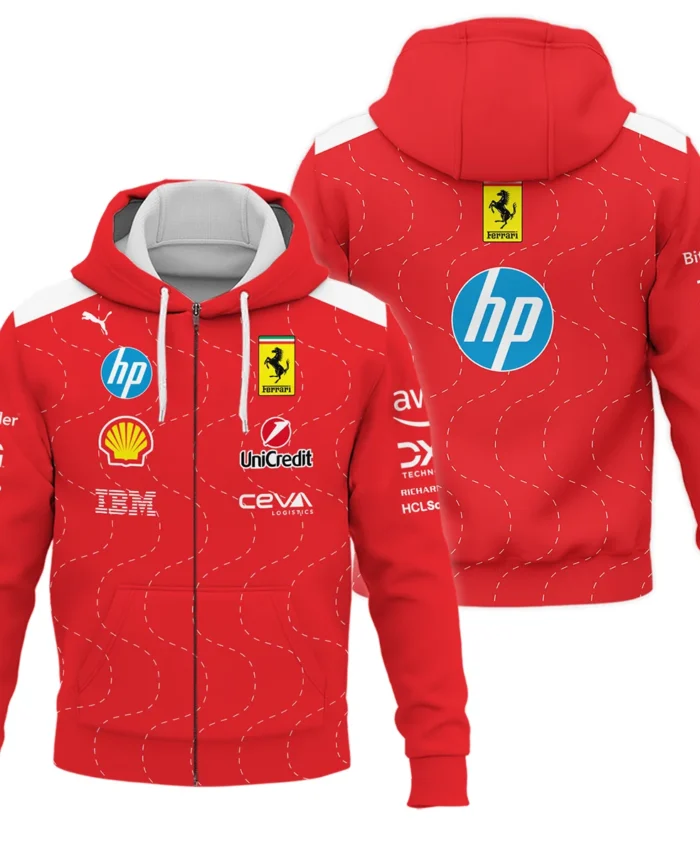 2025 Monza GP Racing Suit Ferrari F1 Zipper Hoodie BLVAFRR281125A2ZHD