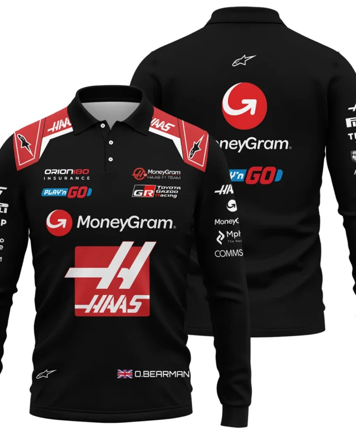 2025 Oliver Bearman Race Suit Haas F1 Team - Long Polo Shirt BLOB151125A1LPL